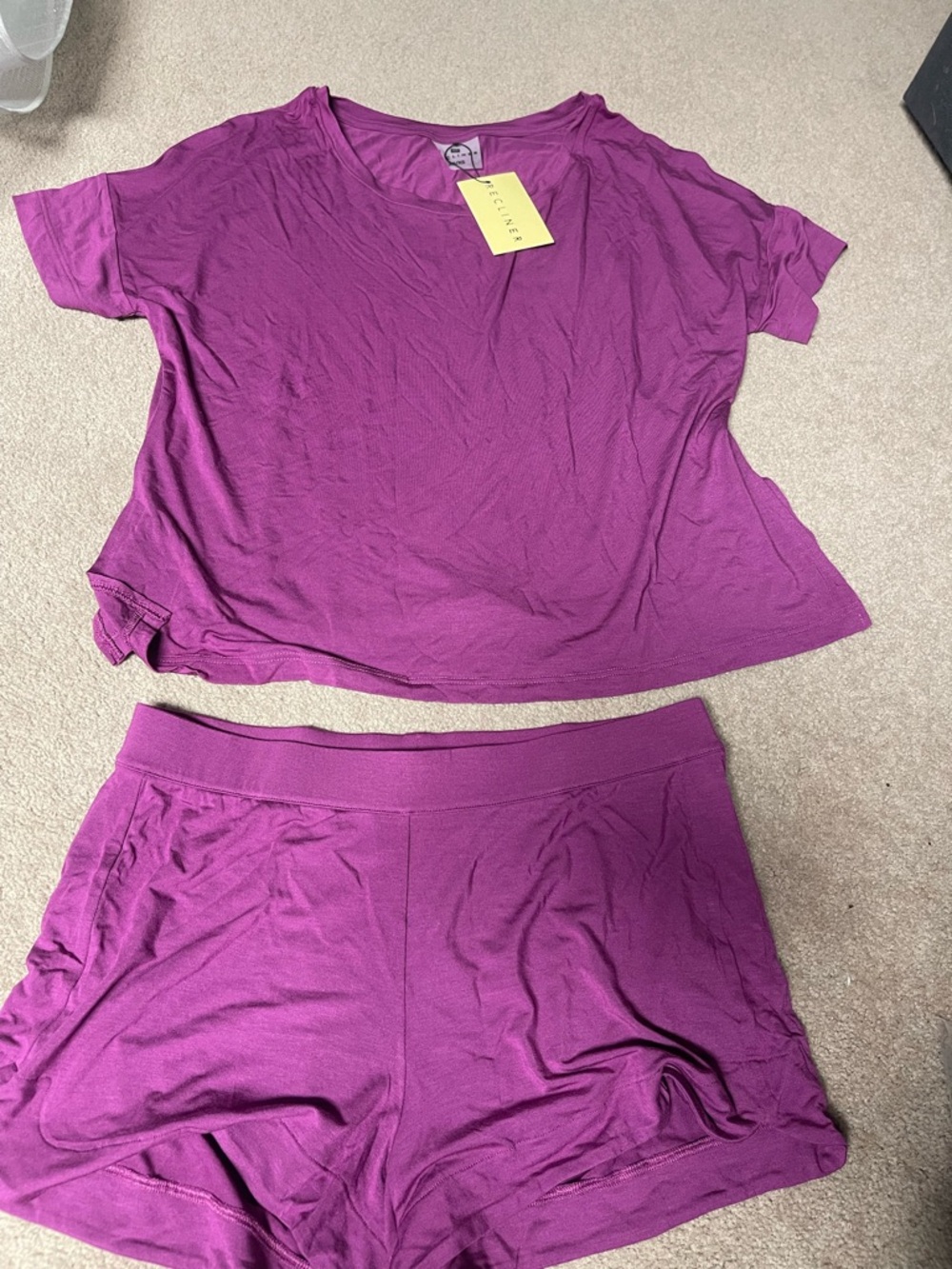 Relaxed Short Sleeve Top & Elastic Waist Shorts Sleep Set - Plum